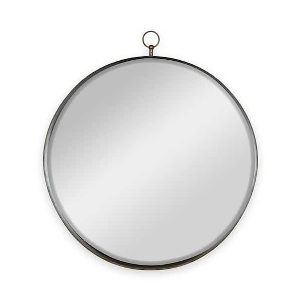 Unbranded 24 in. x 1 in. x 28 in. Gold Circle Glass Mirror with Iron Frame for Living Room Bedroom Vanity Entryway Hallway