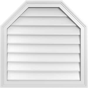 26 in. x 26 in. Octagonal Top Surface Mount PVC Gable Vent: Decorative with Brickmould Frame
