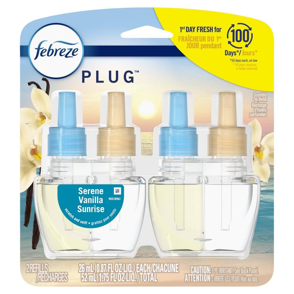 Febreze Plug in Air Fresheners for Home, Air Freshener Plug in, Wall Diffuser, Ocean Scent, Odor Fighter for Strong Odors, 1 Warmer + 2 Oil Refills