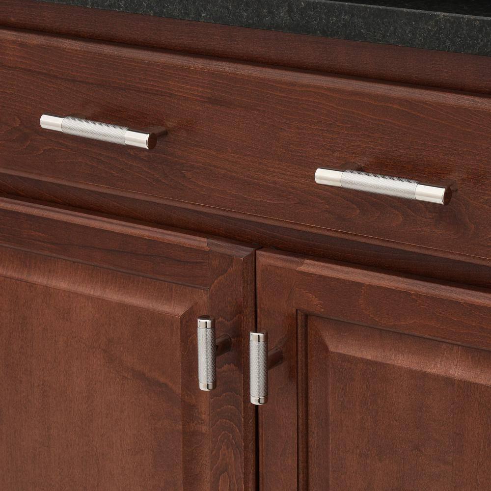 Polished Nickel T-Handle Cabinet Knob with Mounting Hardware