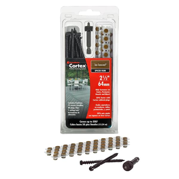 FastenMaster Collated Cortex Hidden Fastening System for Trex Transcend Decking - 2-1/2 in. screws and plugs in Spiced Rum (50 LF)