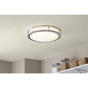 Flaxmere 14 in. Modern Brushed Nickel 3 CCT Integrated LED Flush Mount for Kitchens or Bedrooms