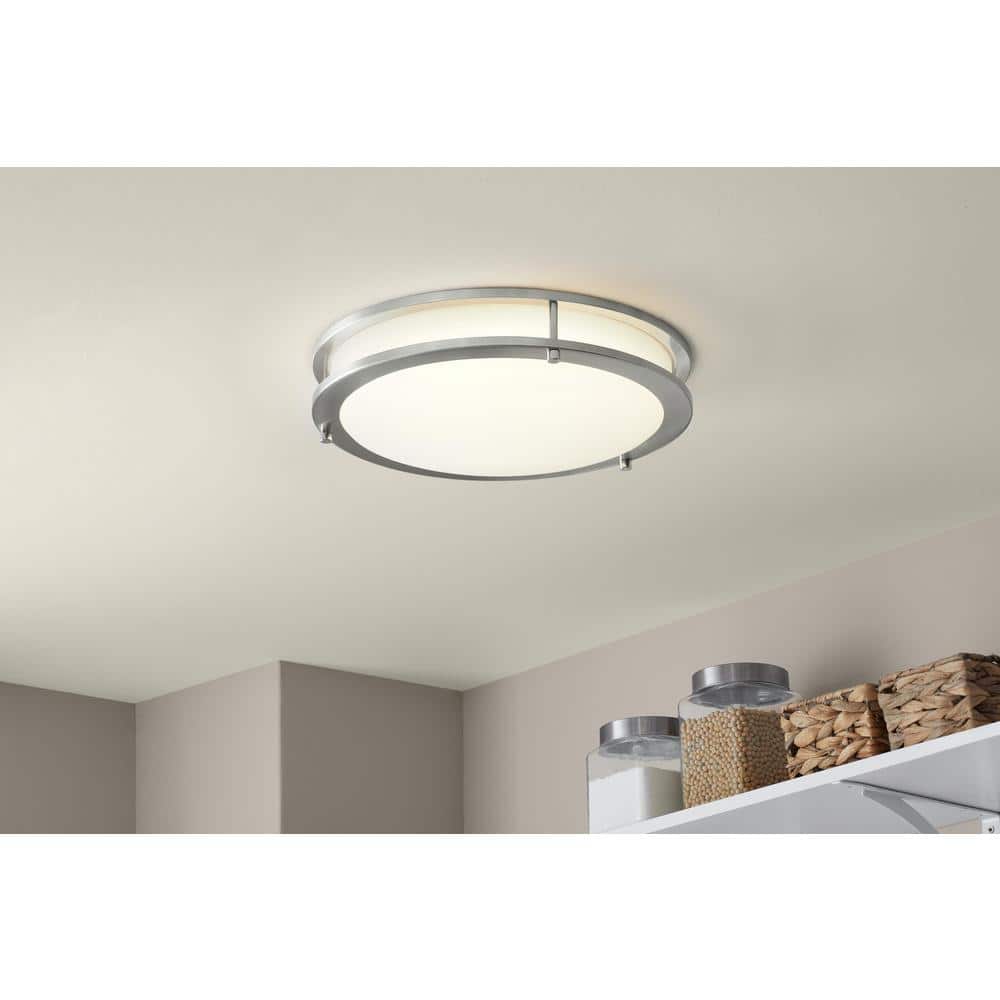 Flaxmere 14 in. Modern Brushed Nickel Selectable 5 CCT Integrated LED Flush Mount for Kitchens or Bedrooms price history on PriceWatchPro