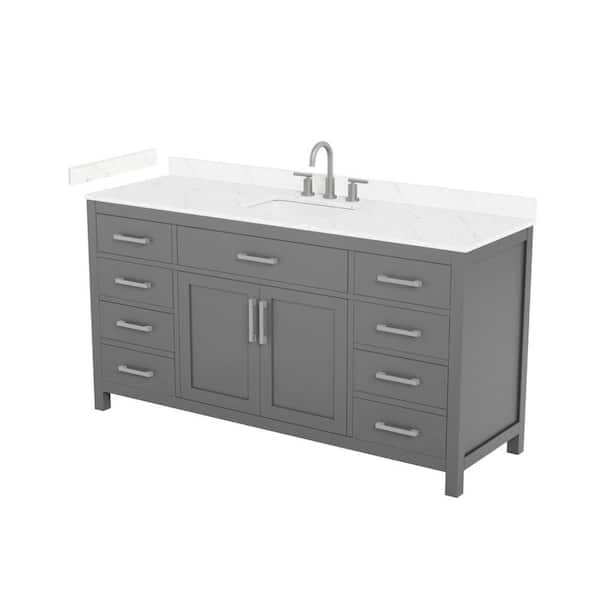 Beckett 66 in. Single Freestanding Dark Gray Bath Vanity with Carrara Cultured Marble Top