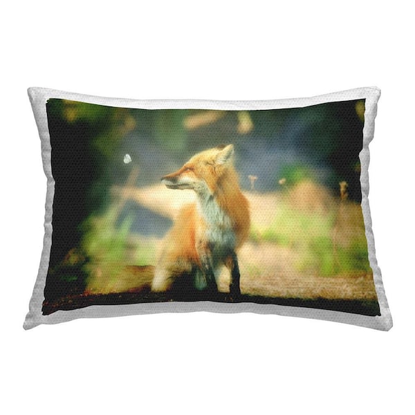 Stupell Industries Fox Kit & Butterfly Outdoor Printed Throw Pillow by Carrie Ann Grippo-Pike