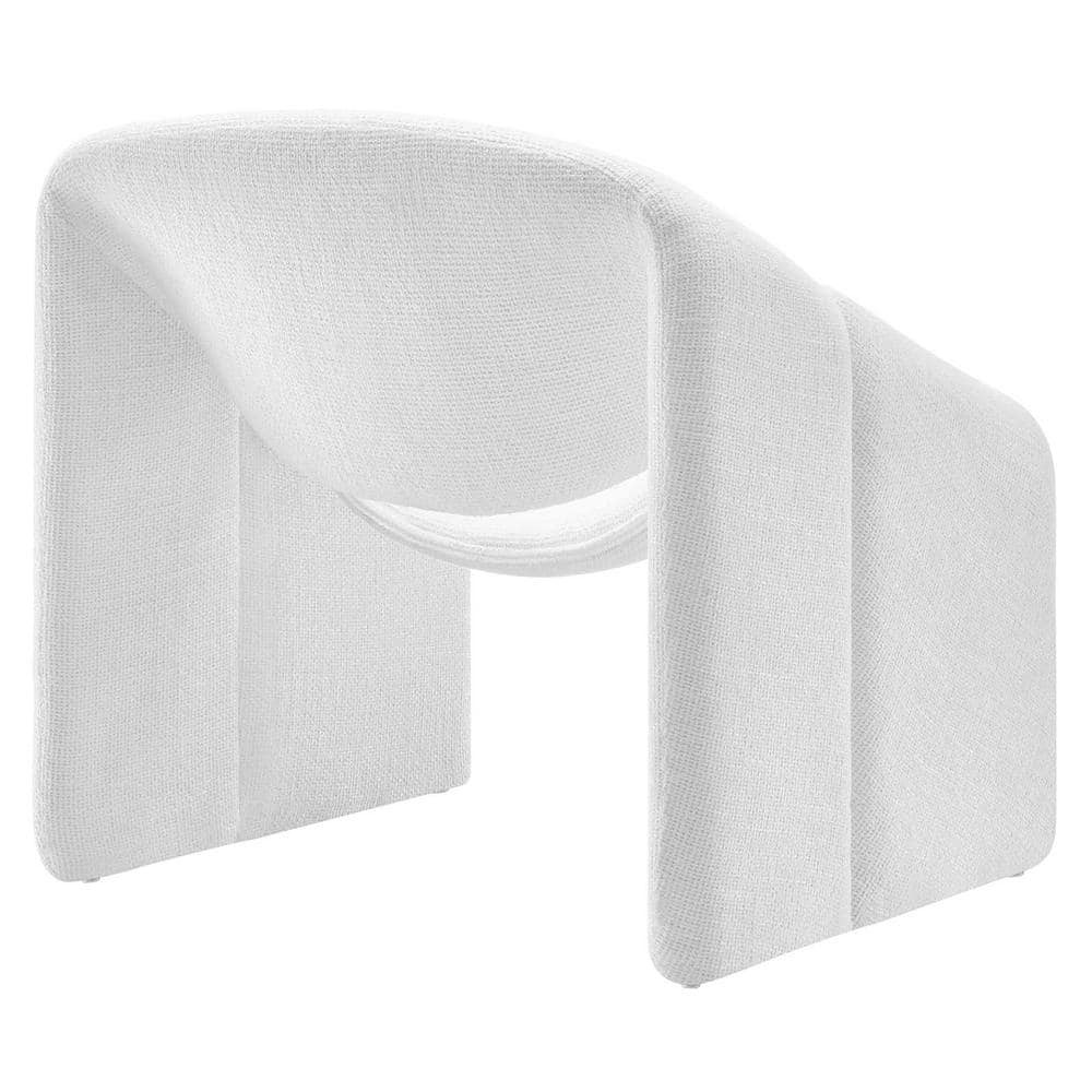 Frost White Faux Leather Barrel Accent Chair with Metal Frame