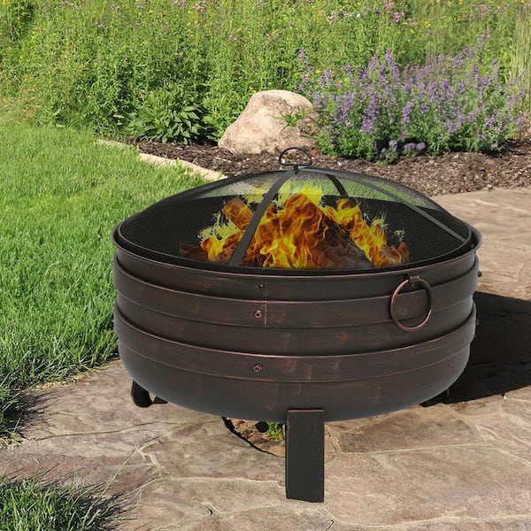 Sunnydaze Decor 24 in. (60.9 cm) Steel Cauldron Fire Pit with