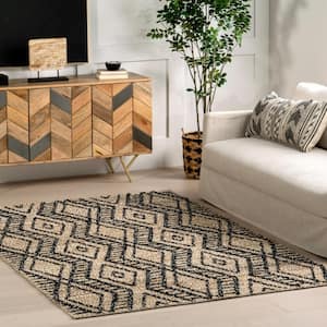 Betony Modern Trellis Jute Blend Light Beige 5 ft. x 8 ft. Area Rug