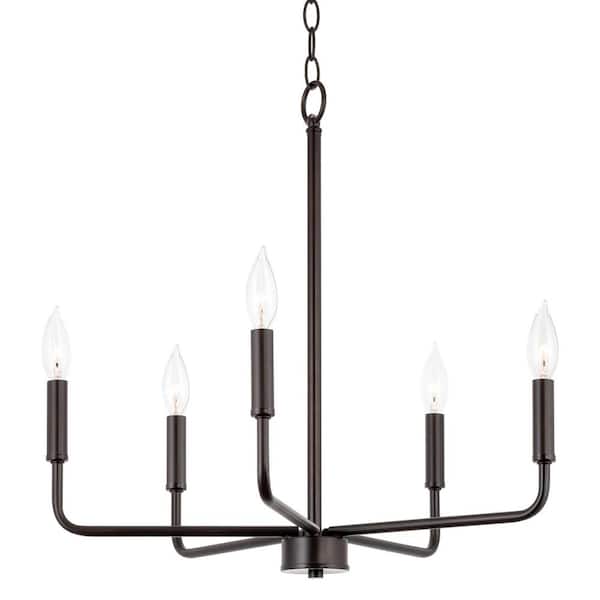 Kira Home Camille 60-Watt 5-Light Oil-Rubbed Bronze Modern Chandelier, No Bulb Included