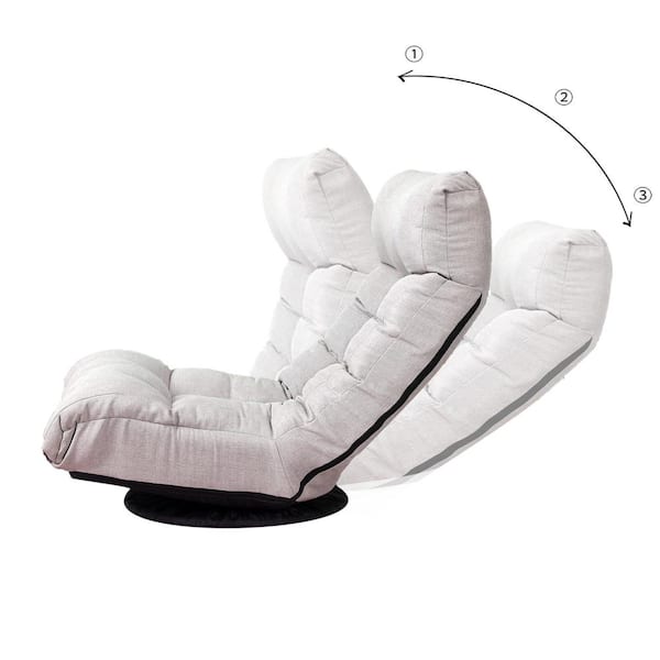 URTR Single Sofa Japanese Reclining Chair Lazy Sofa Tatami, Leisure Sofa Foldable Adjustable Chair, Add A Footrest, Gray
