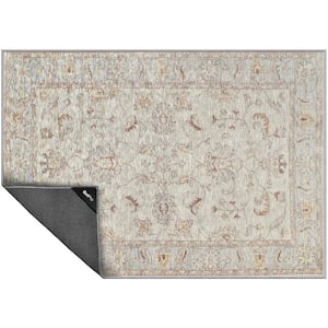 Nevermove Jordan Oatmeal 2 ft. x 2.8 ft. Machine-Washable Polyester Designer Accent Area Rug with GellyGrippers