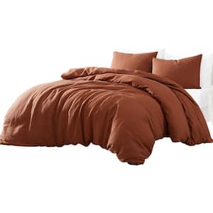 Edge 4- Piece Rust Orange Solid Print Linen King Comforter Set