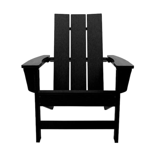 TIRAMISUBEST Black HDPE Plastic Adirondack Chair