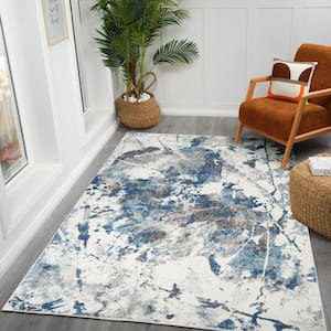 Avant Ivory Blue 2 ft. x 3 ft. Abstract Area Rug