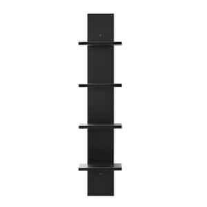 Arica 9 in. x 6.5 in. Black Utility Column 4-Tier Spine Decorative Wall Shelf