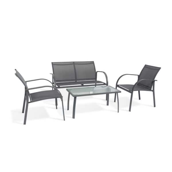 Patere 4-Piece Metal Teslin Patio Conversation Set