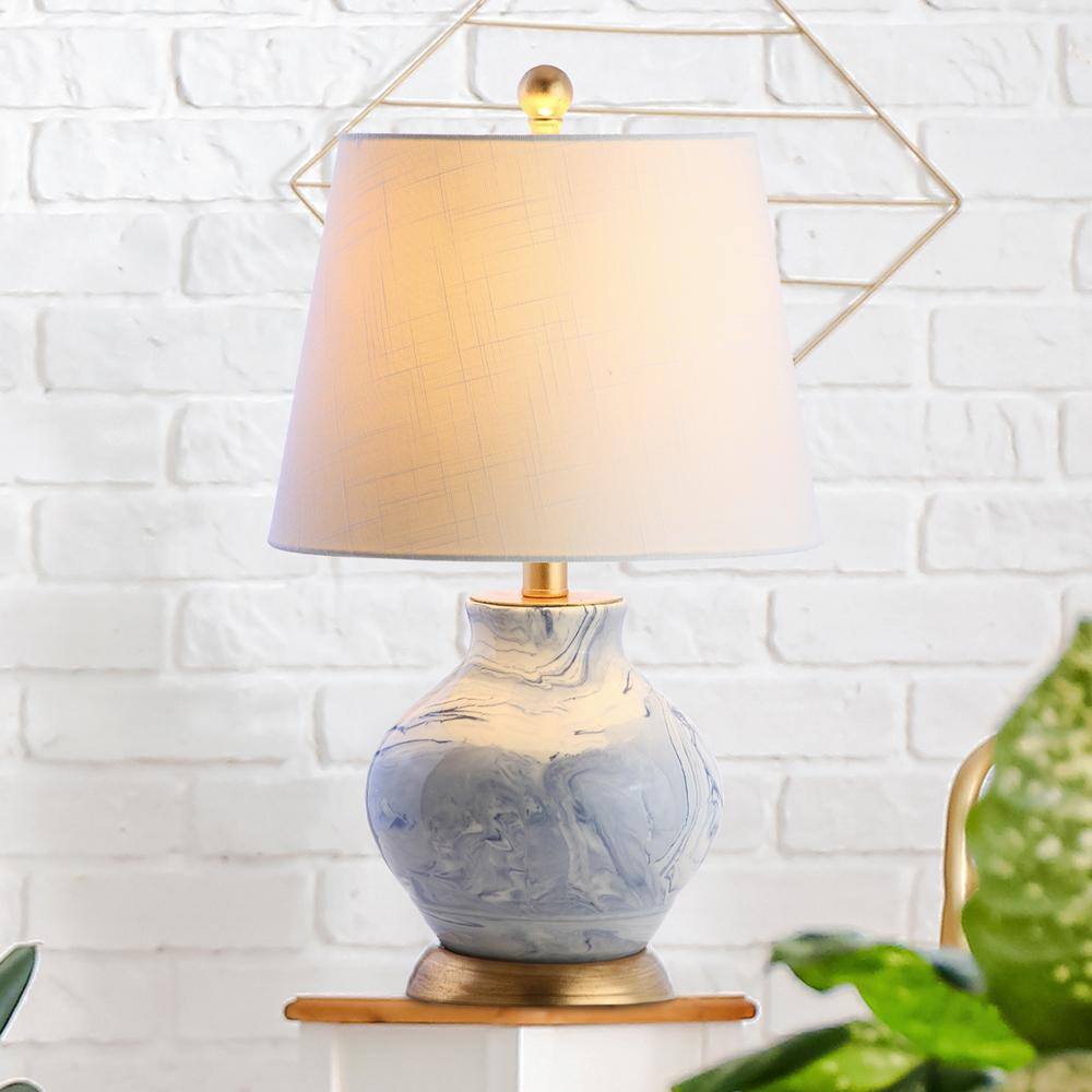 Classic 20.5" Blue and White Marbleized Ceramic Table Lamp