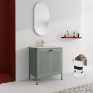 Anky 30 in. W x 18.3 in. D x 33.4 in. H Single Sink Bath Vanity in Mint Green with White Ceramic Top