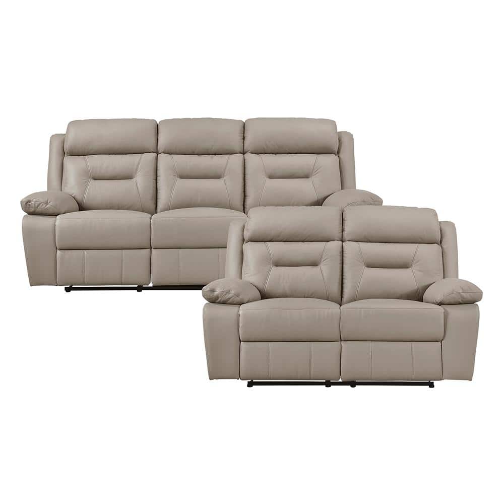 Emillia 87 in. W. Pillow Top Arm Leather Rectangle 2-Piece Manual Reclining