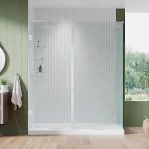Tampa-Pro 53 1/8 in. W x 72 in. H Rectangular Pivot Frameless Corner Shower Enclosure in Chrome with Shelves