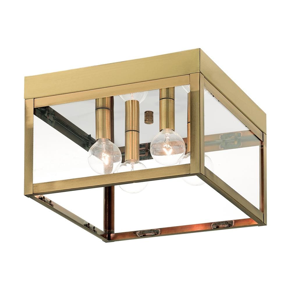 Creekview 4-Light Antique Brass Outdoor Flush Mount Light price history on PriceWatchPro