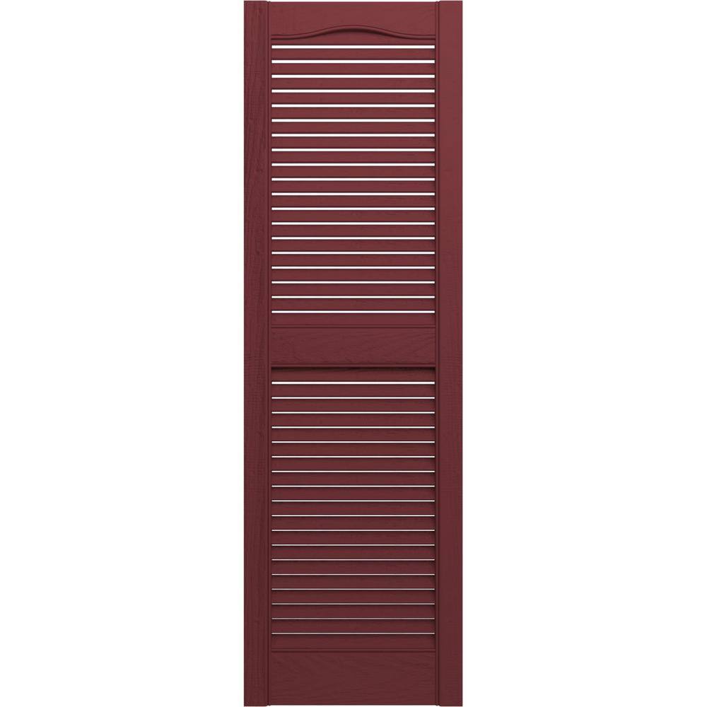 Builders Edge 12 in. x 48 in. Louvered Vinyl Exterior Shutters Pair in