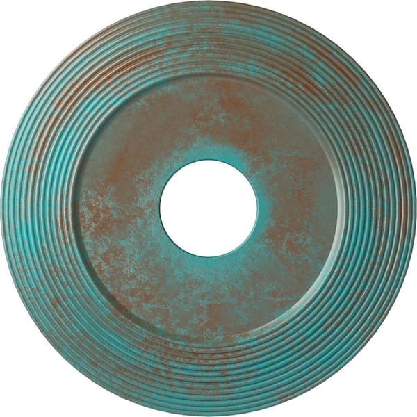 Ekena Millwork 1 in. x 16-1/8 in. x 16-1/8 in. Polyurethane Adonis Ceiling Medallion, Copper Green Patina