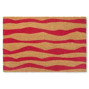 Ravine Abstract Red 18 in. x 30 in. Mountain Coir Door Mat