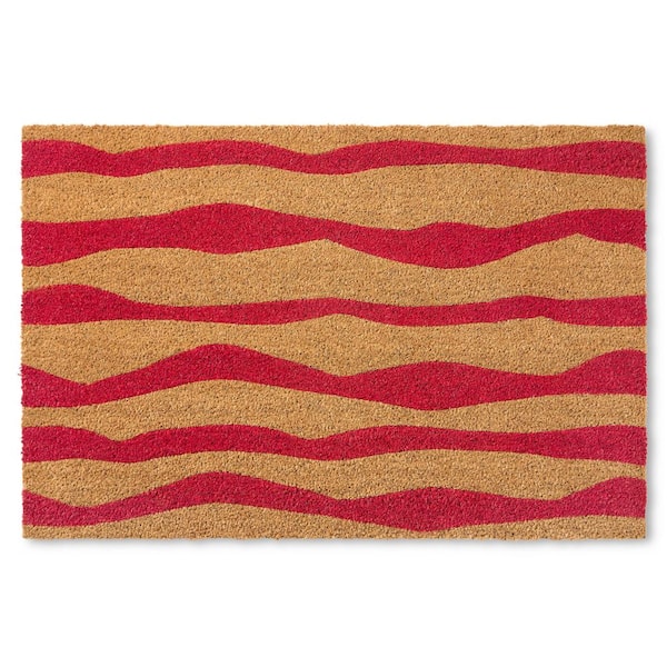 TOWN & COUNTRY LIVING Ravine Abstract Red 18 in. x 30 in. Mountain Coir Door Mat