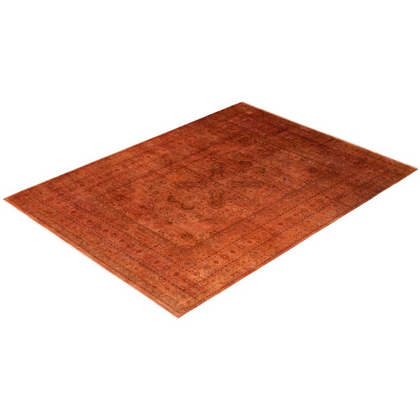 Overdyed Pink 9 ft. x 12 ft. Solid Wool Indoor Area Rug