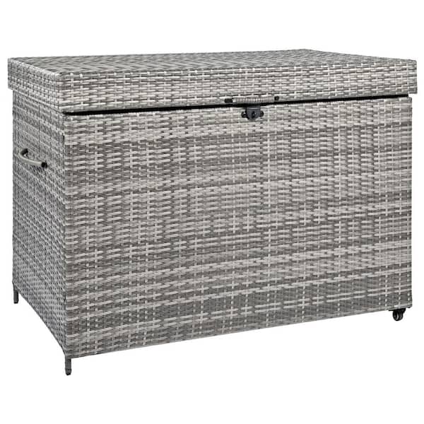 230 Gal. Gary Wicker Patio Deck Box with Lid and Wheels