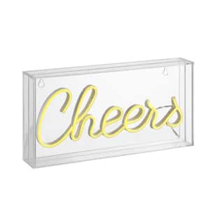 Cheers 5.9 in. Yellow Contemporary Glam Acrylic Box USB Operated LED Neon Lamp