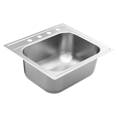 1800 Series Stainless Steel 25 in. 4-Hole Single Bowl Drop-In Kitchen Sink