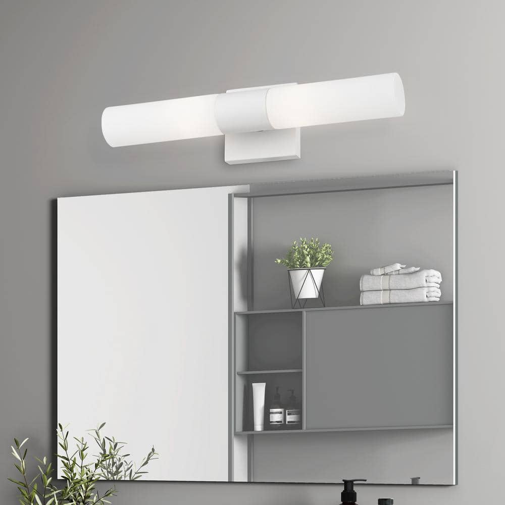 Textured White 2-Light Chrome Vanity Sconce
