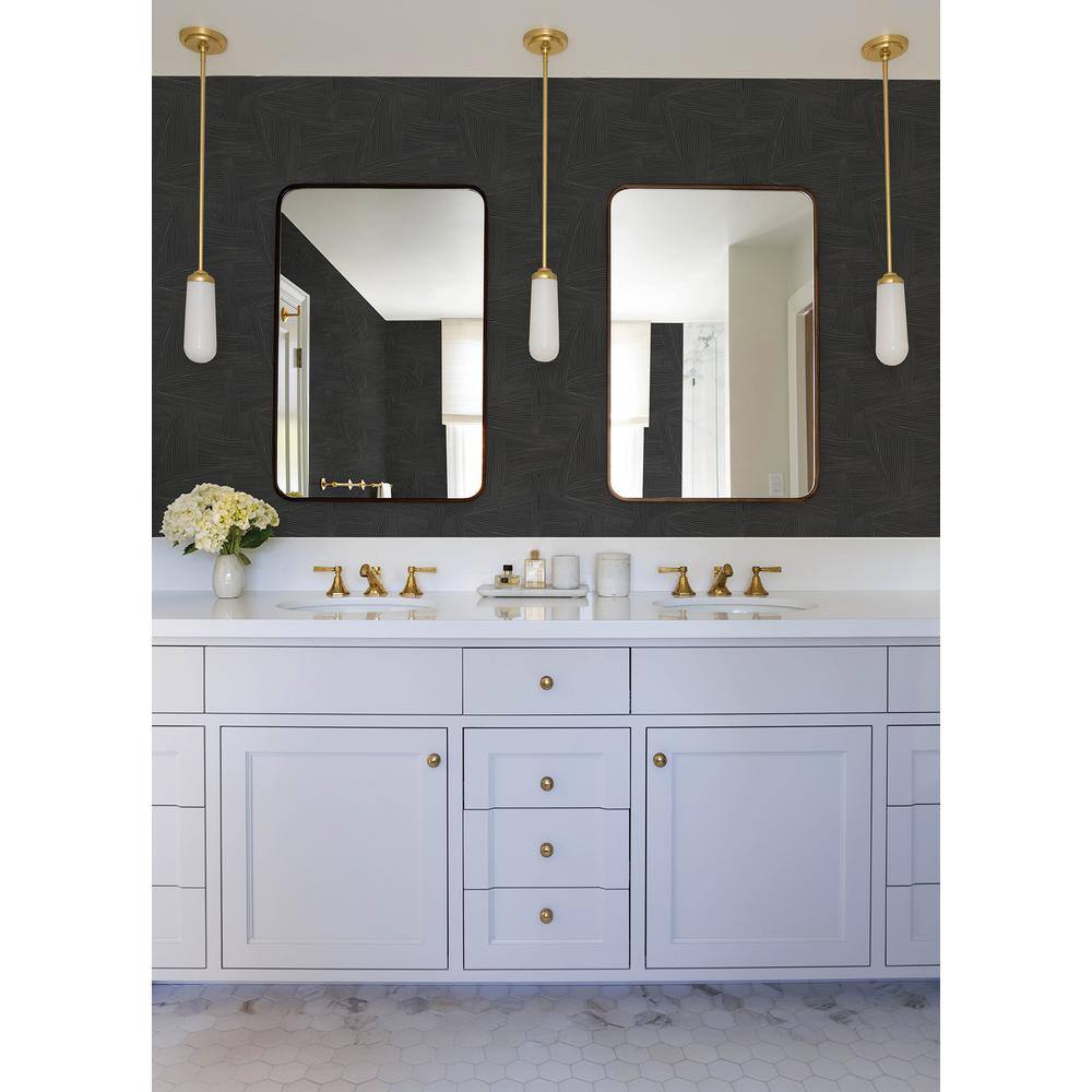 Reid Black Woven Geometric Non-Woven Wallpaper