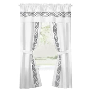 Paige 5-piece White Polyester 55 in. W x 84 in. L Light Filtering Curtain Set (Double Panel)