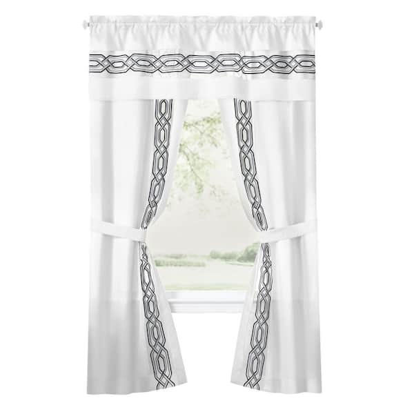 ACHIM Paige 5-piece White Polyester 55 in. W x 84 in. L Light Filtering Curtain Set (Double Panel)