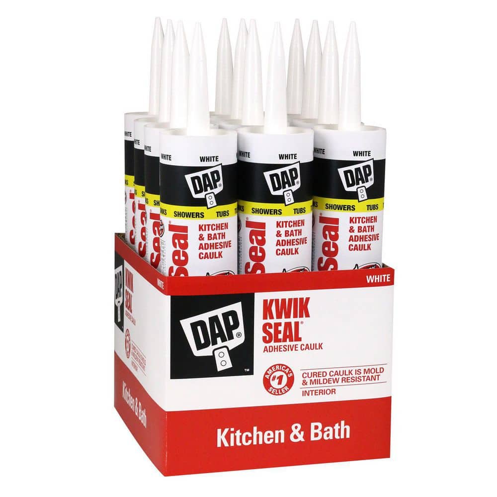 DAP Kwik Seal 10.1 oz. White Kitchen and Bath Adhesive Caulk (12Pack) 7079818032 The Home Depot