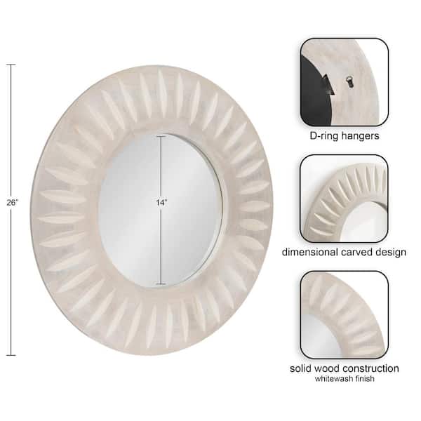 Usra 26.00 in. W x 26.00 in. H White Round Modern Framed Decorative Wall Mirror