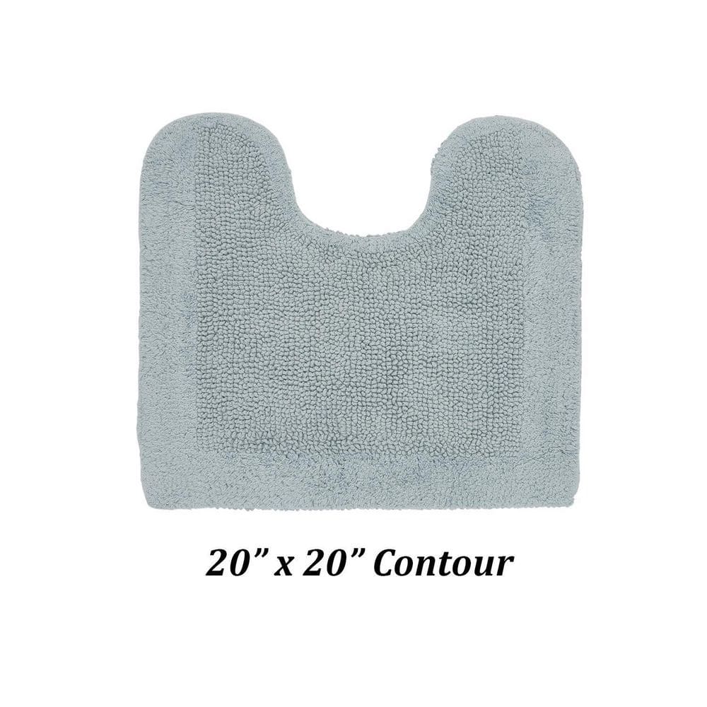 Blue Cotton Reversible Tufted Contour Toilet Rug 20x20