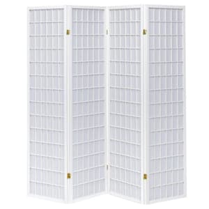 Contemporary Style 5.8 ft. White 4-Panel Folding Room Divider Screen