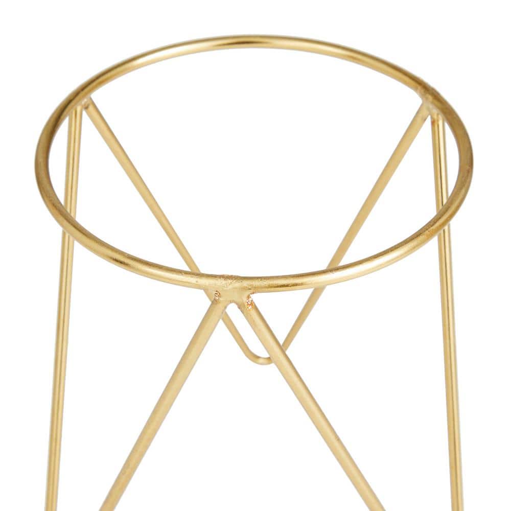 Modern Minimalist Gold Iron Planter with Stand, 7" Diameter