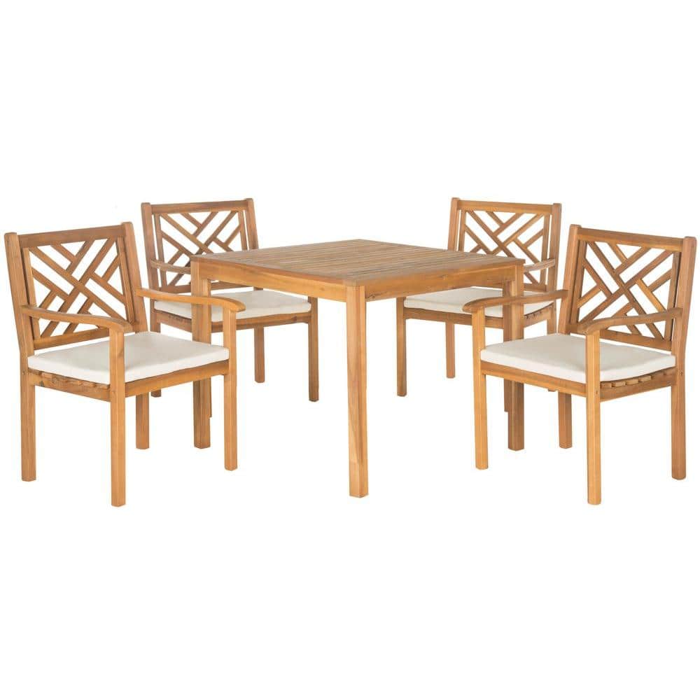 Bradbury 5-Piece Brown Acacia Wood Outdoor Dining Set with Cushions