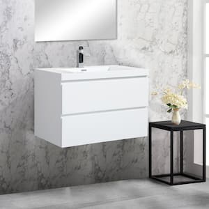 35.4 in. W x 19.7 in. D x 22.5 in. H Bath Vanity in White with White Artificial Marble Top