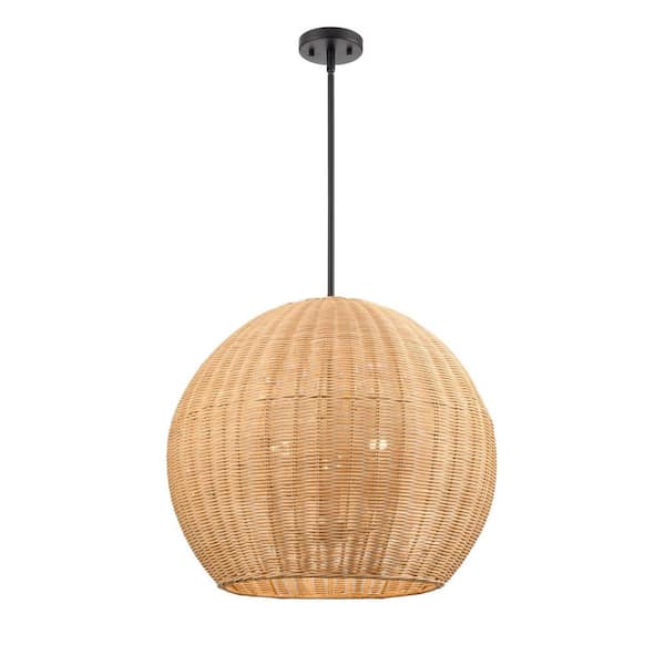 Elise 22 inch Wide 3-Light Pendant-Matte Black