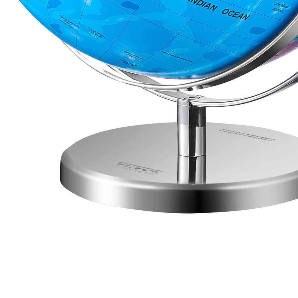 Blue Illuminated Globe with Metal Stand and LED Light