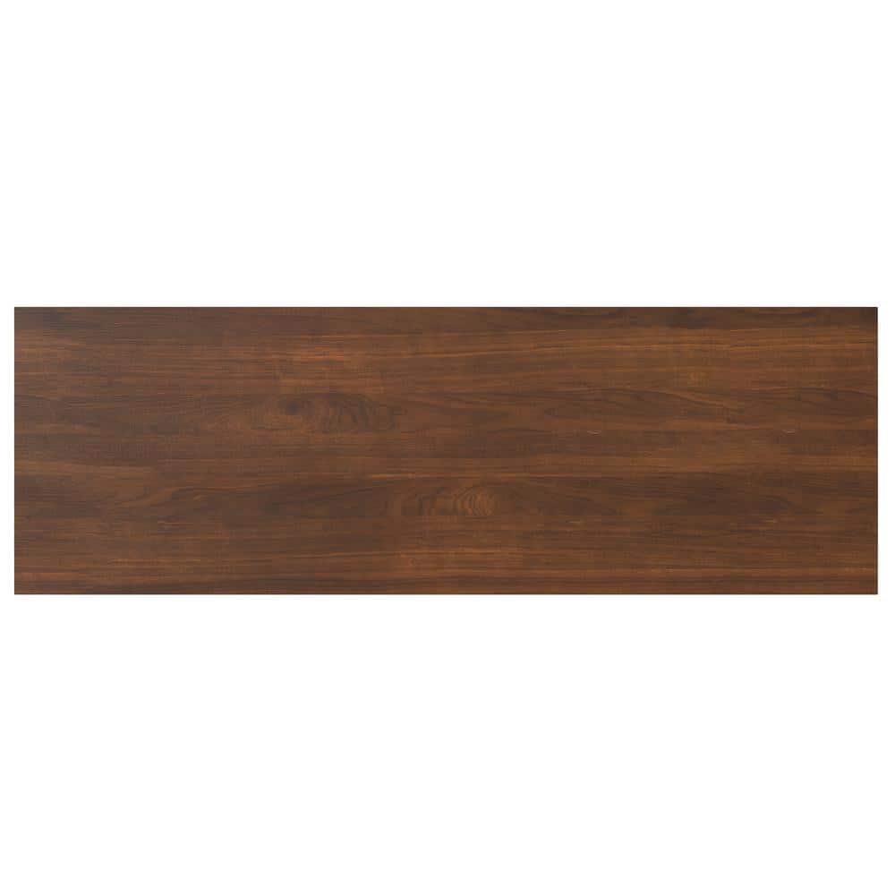 Walnut Veneer Executive Desk with Drawer and Keyboard Tray