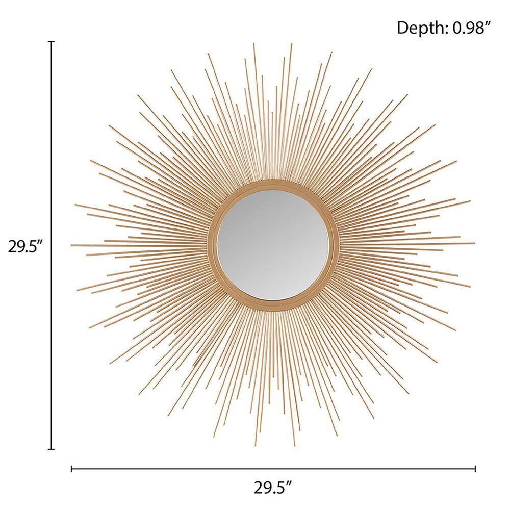 Gold Sunburst Round Wall Mount Decorative Mirror