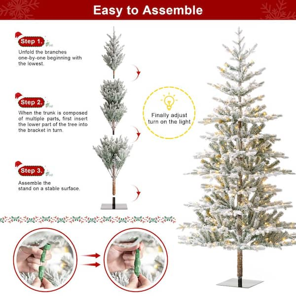 Glitzhome 8ft/10ft Pre-Lit Deluxe White Pine Slim Christmas Tree