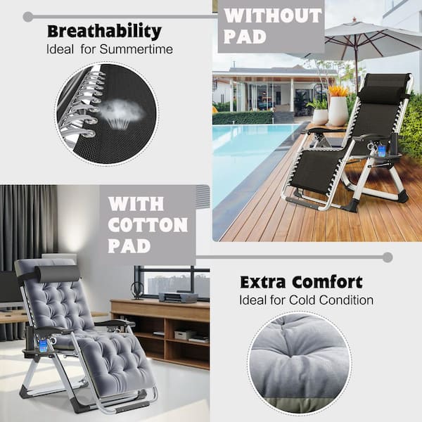 Zero Gravity Chair Oversized with Foot Rest Cushion, Support 400lbs 4 inch  Wider Reclinere, Comfortable Outdoor Patio Lawn Chair with Cup Holder and  Headrest (Green) - It's time you were seen ⟡